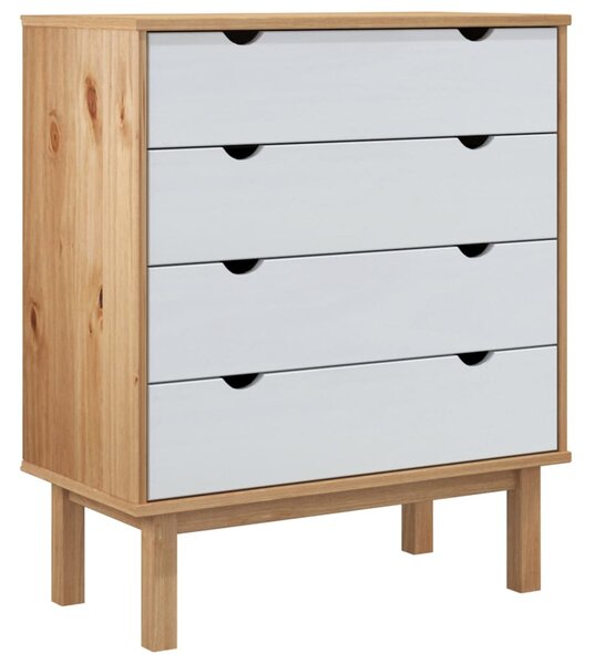 Drawer Cabinet OTTA Brown&White 76.5x39.5x90cm Solid Wood Pine