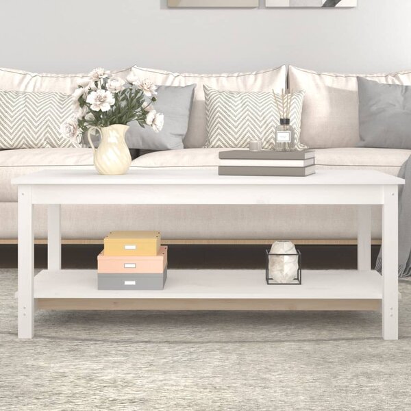 Coffee Table White 110x55x45 cm Solid Wood Pine