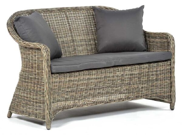 Ryker Rattan 2 Seater Sofa With Dark Grey Cushion In Brown
