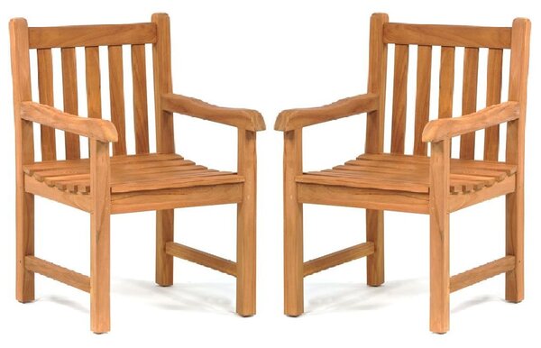 Prague Teak Wooden Outdoor Arm Chairs In Pair