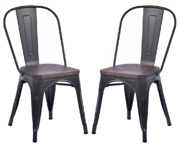 Maire Gun Grey Metal Bar Chairs In Pair