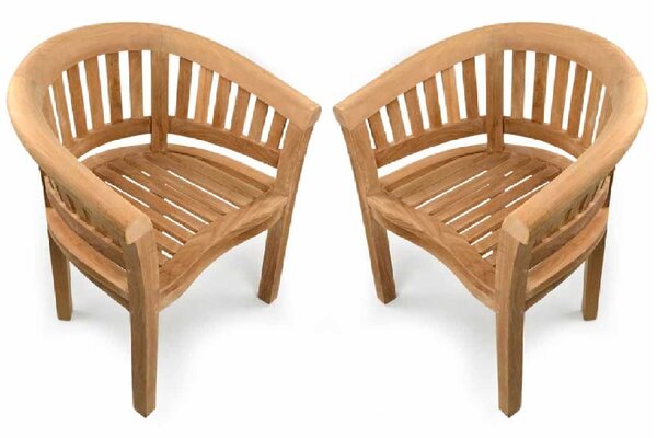 Prattville Teak Wooden Outdoor Arm Chairs In Pair