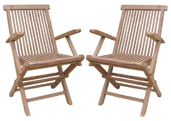 Payson Teak Wooden Folding Side Chairs In Pair