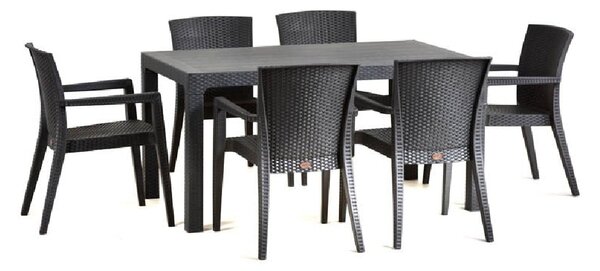Piraeus Polypropylene Dining Table With 6 Chairs In Anthracite