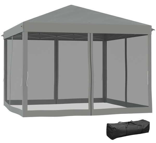 Outsunny 3 x 3 m Pop Up Gazebo, Garden Tent with Removable Mesh Sidewall Netting, Carry Bag for Backyard Patio Outdoor Light Grey