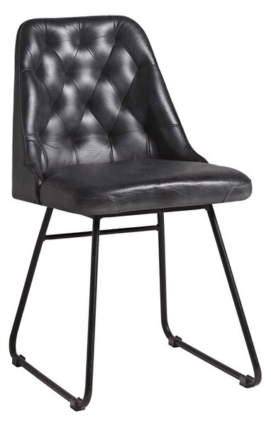 Farland Side Chair - Leather - Vintage Black