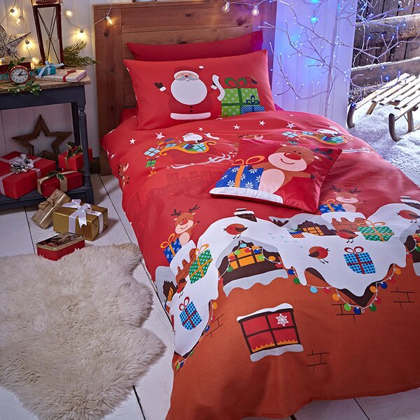 Catherine Lansfield Santas Christmas Presents Duvet Cover Bedding Set Multi