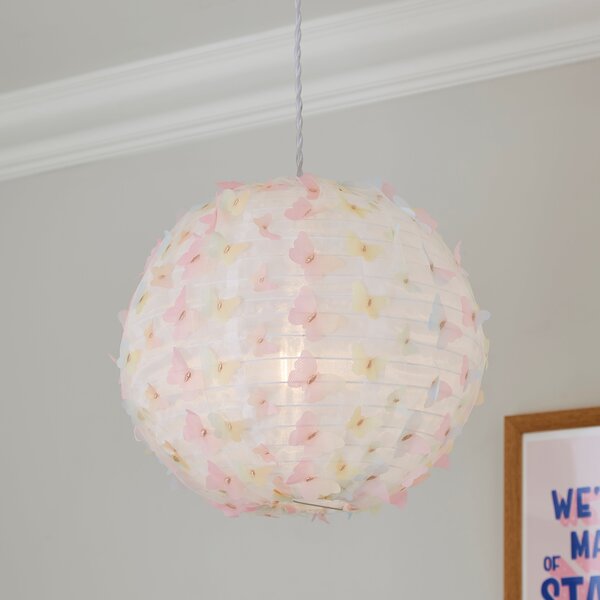 Butterfly Applique Round Lamp Shade MultiColoured