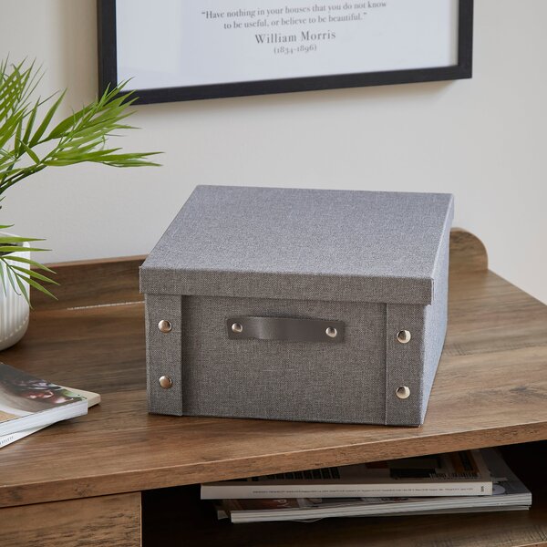 12L Foldable Wooden Storage Box & Lid Grey