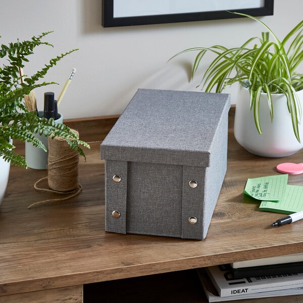 7L Foldable Wooden Storage Box & Lid Grey