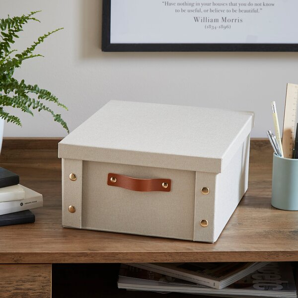12L Foldable Wooden Storage Box & Lid Ivory