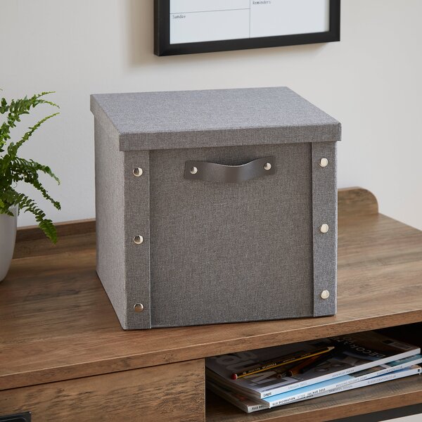25L Foldable Wooden Storage Box & Lid Grey