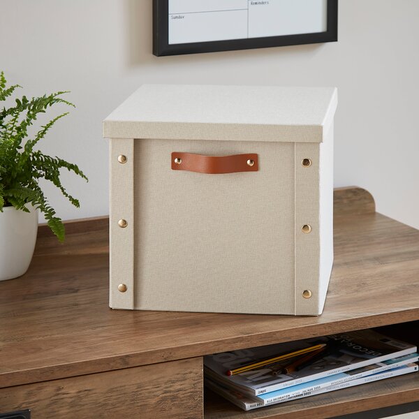 25L Foldable Wooden Storage Box & Lid Ivory