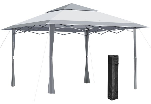 Outsunny Pop-up Gazebo Tent with Roller Bag, Adjustable Legs for Outdoor Events, Steel Frame, 4 x 4m, White & Grey