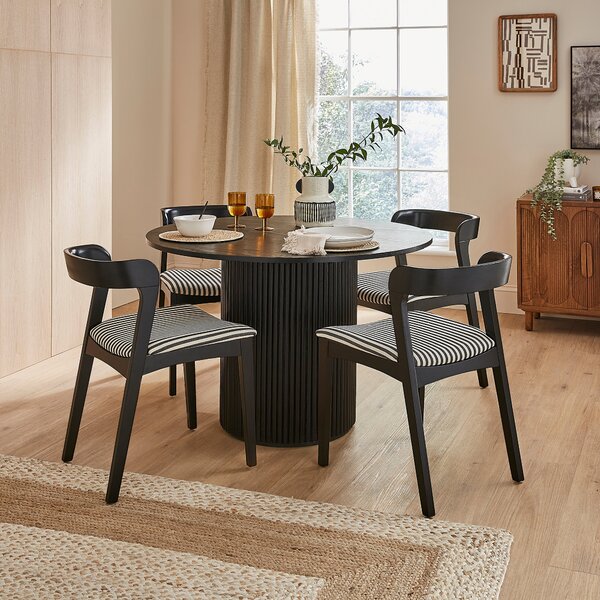 Melia Set of 2 Dining Chairs, Striped Fabric