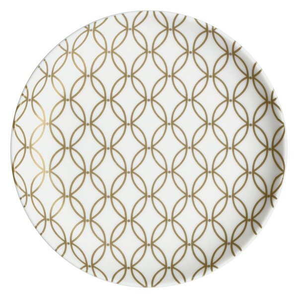 Porcelain Modern Deco Small Plate Gold Accent
