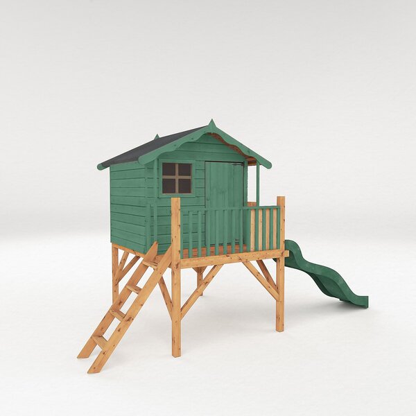 Country Living 5ft x 5ft Premium Hixon Tower Playhouse with Slide Painted + Installation - Aurora Green