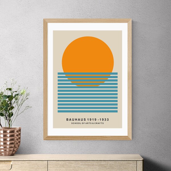 East End Prints Mid Century Sun Bauhaus by Luxe Poster Co Orange