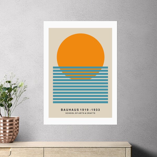 East End Prints Mid Century Sun Bauhaus by Luxe Poster Co Orange