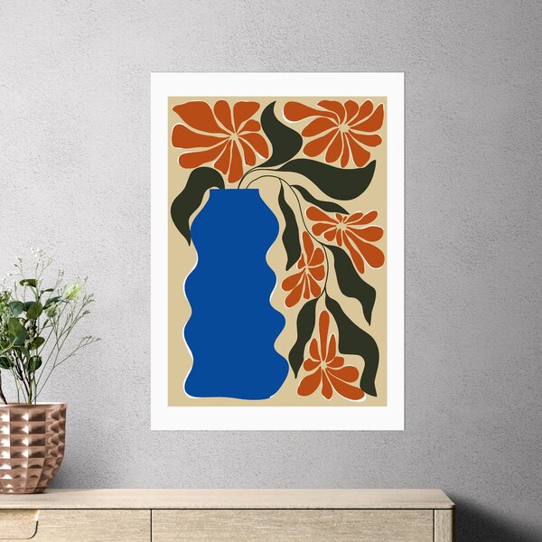 East End Prints Tropical Flower Pot by Miho Art Studio Blue