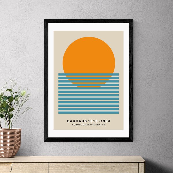 East End Prints Mid Century Sun Bauhaus by Luxe Poster Co Orange