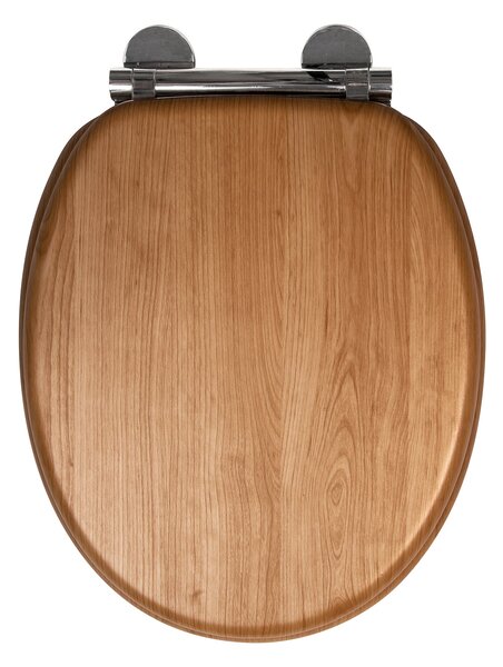 Croydex Hartley Oak Effect Flexi Fix Oval Toilet Seat Brown