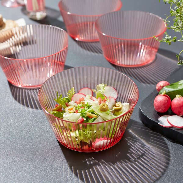 Ribbed Acrylic Salad Bowl Pink
