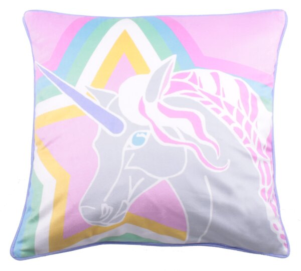 Unicorn 43cm x 43cm Filled Cushion Pink