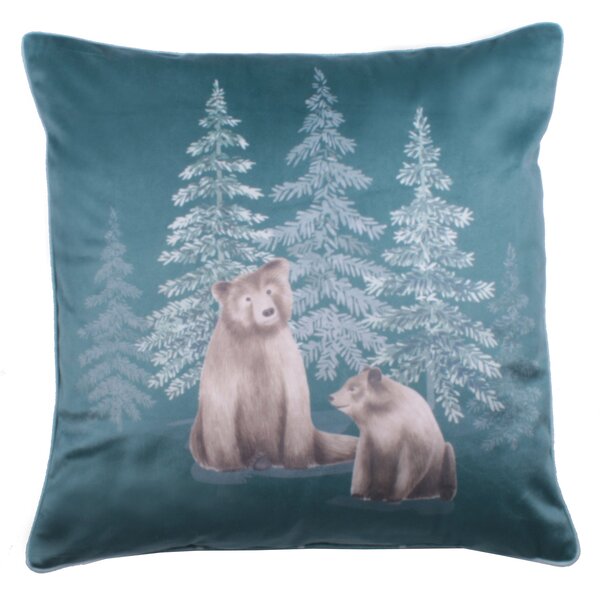 Bear Walks 43cm x 43cm Filled Cushion Teal