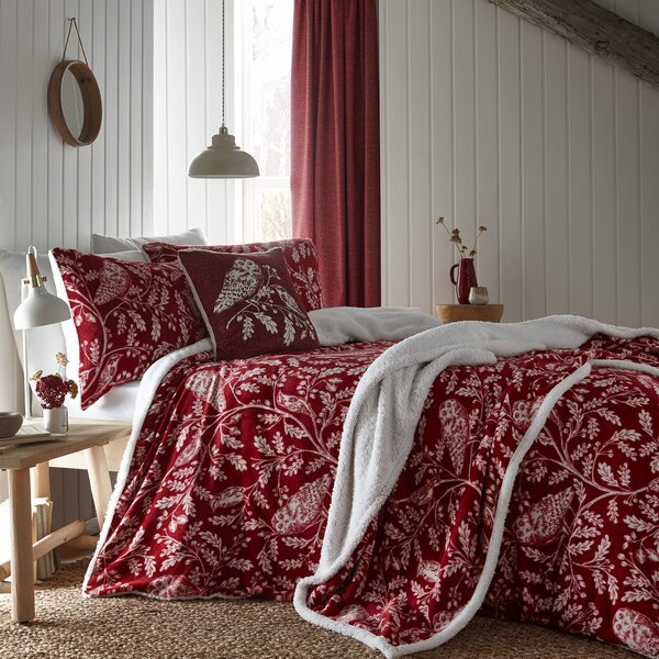 Dreams & Drapes Woodland Owls Duvet Cover Bedding Set Red