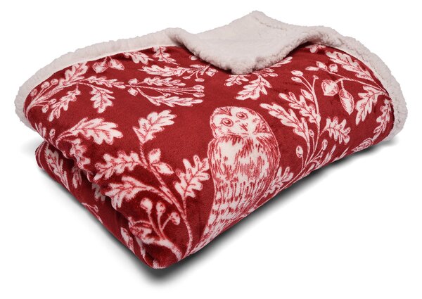 Dreams & Drapes Woodland Owls 150cm x 220cm Bedspread Red