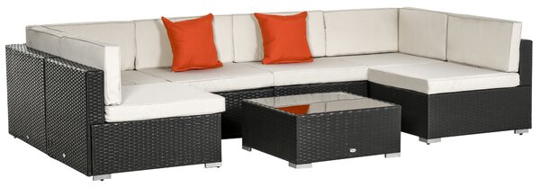 Outsunny 6-Seater Rattan Furniture Set-Dark Brown