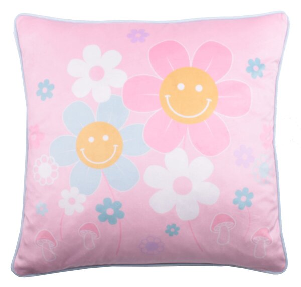 Retro Flower 43cm x 43cm Filled Cushion Pink