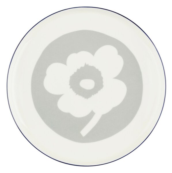 Marimekko Oiva Unikko plate Ø25 cm White-light grey-cobalt