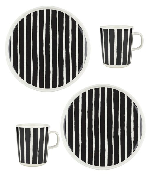 Marimekko Oiva Piccolo breakfast set 4 pieces White-black