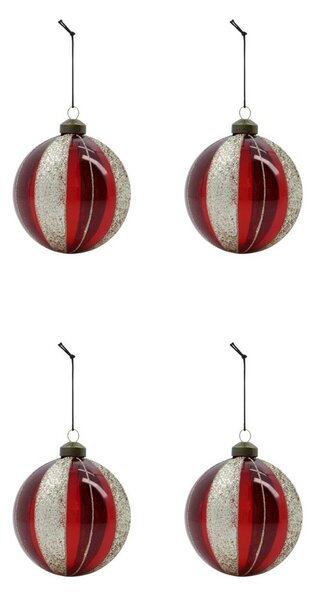 House Doctor Multicolored Christmas Bauble Ø10 cm 4-pack Wine Red