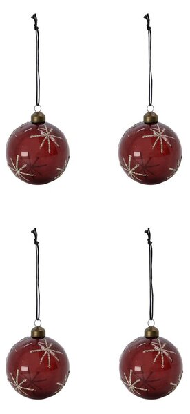 House Doctor Star Christmas bauble Ø8 cm 4-pack Bordeaux