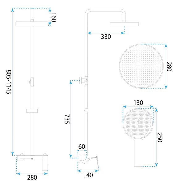 Shower set Rea Vision Chrome