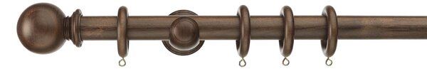 Sherwood Ball Finial Fixed Wooden Curtain Pole with Rings Sherwood Walnut