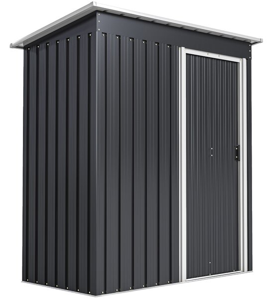 Outsunny 2 x 3ft Garden Storage Shed with Sliding Door and Sloped Roof Outdoor Equipment Tool Backyard, Black
