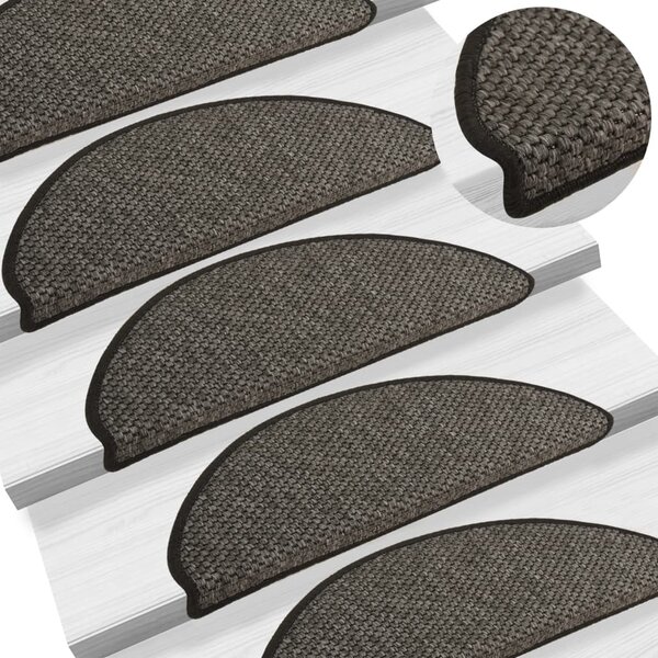 Stair Mats Self-adhesive Sisal-Look 15 pcs 65x21x4 cm Anthracite