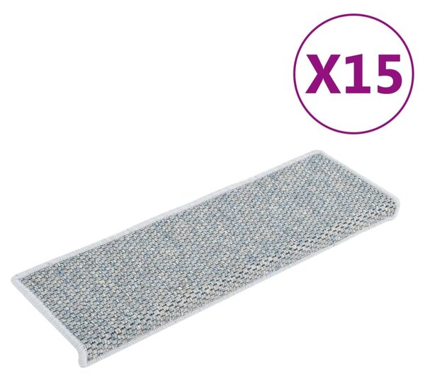 Stair Mats Self-adhesive Sisal-Look 15 pcs 65x21x4 cm Blue