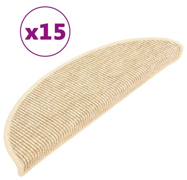 Stair Mats Self-adhesive 15 pcs 56x17x3 cm Light Beige