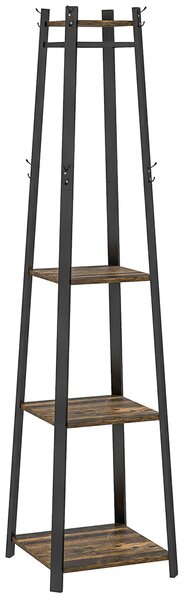 HOMCOM Compact Freestanding Coat Rack - Black/Brown