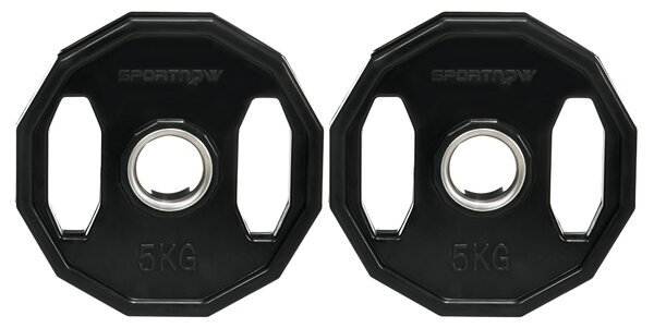 SPORTNOW Olympic Weight Plates Set, Metal and Rubber Bumper Plates Weights Discs with 2"/5cm Holes, for Home Gym Weight Lifting Strength Training, 2 x 5kg, Black