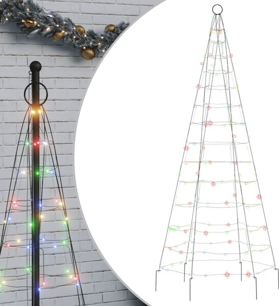 Christmas Tree Light on Flagpole 200 LEDs Colourful 180 cm