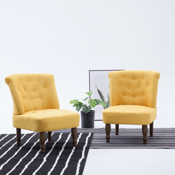 French Chairs 2 pcs Yellow Fabric