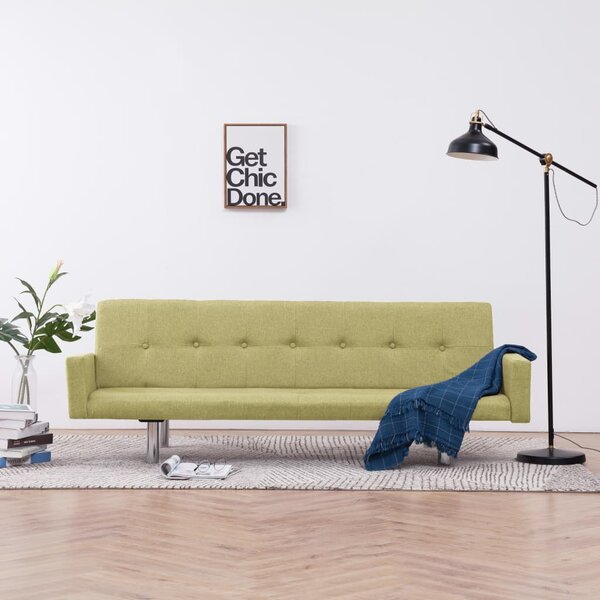 Sofa Bed with Armrest Green Fabric
