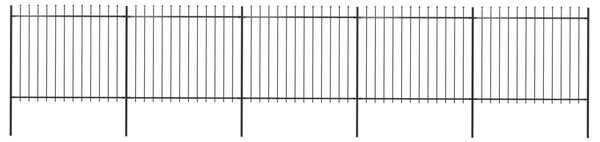 Garden Fence with Spear Top Steel 8.5x1.5 m Black