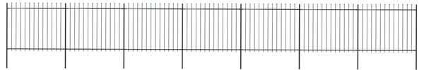 Garden Fence with Spear Top Steel 11.9x1.5 m Black
